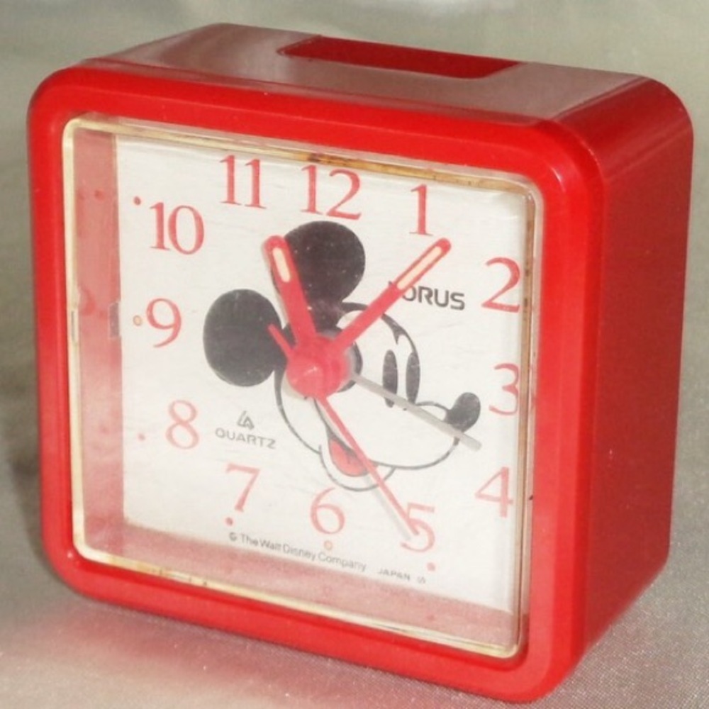 Vintage Mickey Mouse alarm clock battery operated, Lorus Quartz